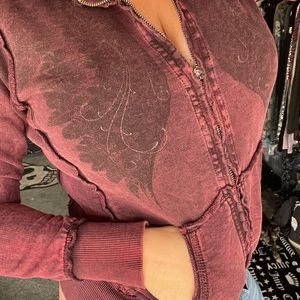 SINFUL AFFLICTION ZIP HOODIE DISTRESSED TATTOO GRUNGE BIKER MEDIUM ❤️💀🖤